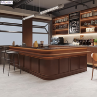 Comptoir de réception en L pour café, bar de service avec éclairage LED, vitrine arrière écologique