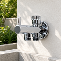 Katup Shower Anti-Panas Dinding Berbahan Kuningan Chrome dengan Dua Saluran Keluar