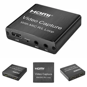 Kartu Penangkap Layar HD 1080P 4K HDMI USB 2.0, Kartu Perekam Video Layar Game Streaming Lansung Siaran Langsung Lokal dengan Mikrofon Loop Out