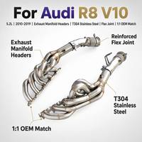 Header Manifold Knalpot Stainless Steel T304 dengan Sambungan Fleksibel untuk Audi R8 V10 5.2L 2010-2019 Peningkatan Performa Mobil Cocok dengan Original