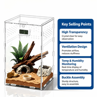 Terrarium vertical en acrylique pour reptiles avec hygromètre et thermomètre, boîte d'élevage, réservoir pour araignées, tarantules et insectes arboricoles