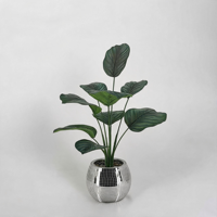 Arbre artificiel en pot avec feuilles dentelées en PE pour décoration intérieure moderne et tendance