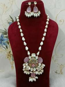 Collar de Minakari Kundan hecho a mano con pendientes, cadena larga de pera, joyería nupcial para mujer y niña, moda tradicional al por mayor - Product Image 3