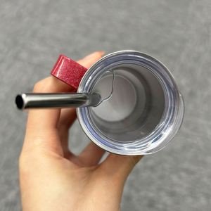Custom LogoHolographic Shimmer 3oz Handled Keep Cold Hot Stainless Steel Mini Shot Glass Tumbler with Lid and Metal Straws - Product Image 4