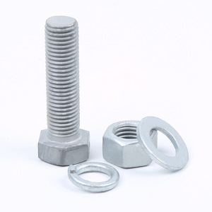 Bulloni Esagonali M10 Zincati a Caldo con Dado e Rondella in Acciaio al Carbonio, Standard DIN933 ISO, Confezione in Scatola, Misure M6/M8/M10 - Product Image 1