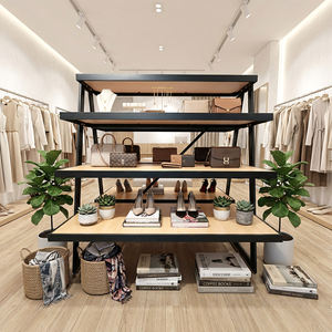 Exhibidor <span class=keywords><strong>de</strong></span> Metal y Madera Personalizado, Estante <span class=keywords><strong>de</strong></span> Metal Resistente con Estantes <span class=keywords><strong>de</strong></span> Madera para Tiendas Minoristas, Tiendas <span class=keywords><strong>de</strong></span> <span class=keywords><strong>Ropa</strong></span>, Directo <span class=keywords><strong>de</strong></span> Fábrica - Product Image 2