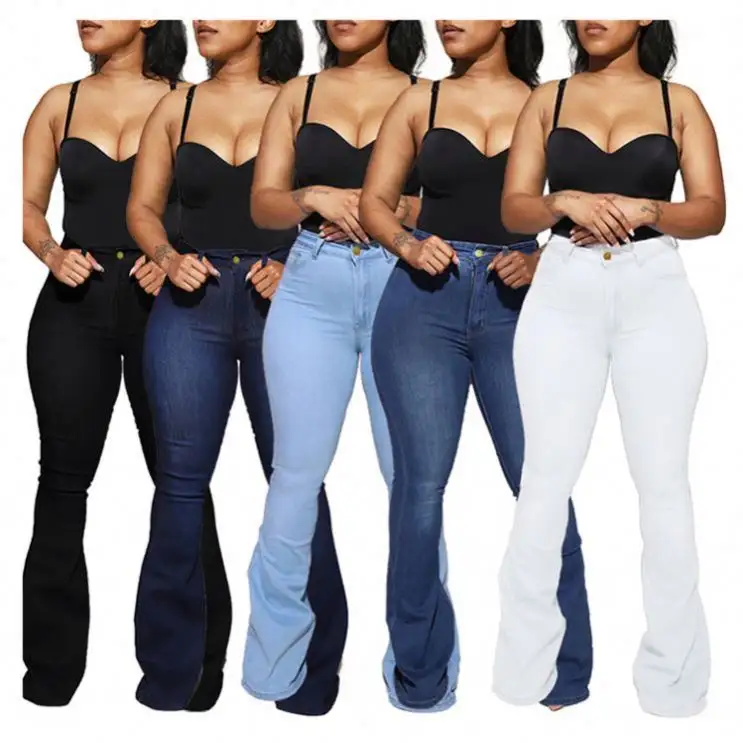 D96456 Best Design Long Flare Pants Causal Outfits Ladies Clothing Women's Trousers Jeans Denim Jeans For Women Pants