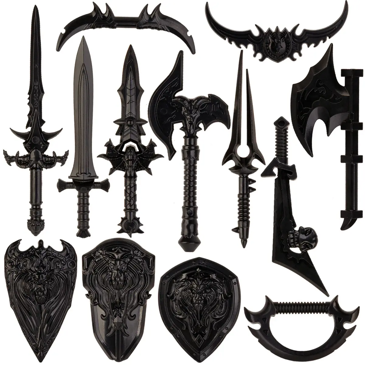 Medieval Warcraft Weapon Mini Knight Figure Sword Knife Bow Arrow Shield Accessories Plastic Building Blocks Toys Kids