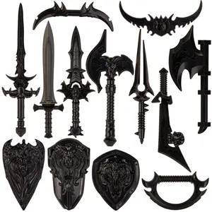 Arma de guerra medieval, mini faca de cavaleiro espada, arco e flecha, acessórios, blocos de construção de plástico, brinquedos para crianças