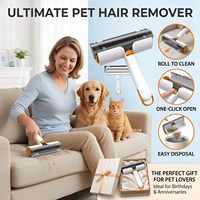 Rouleau et brosse antistatiques double face écologiques pour l'élimination des poils de chat et le nettoyage des poils d'animaux, outil anti-peluches