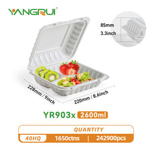 Cina all'ingrosso stile americano scatole da asporto incernierate contenitori Fast <span class=keywords><strong>Food</strong></span> 3 vano vassoio di cibo per ristorante - Product Image 2