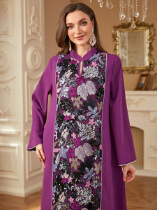 عباية عيدية متواضعة من الكويت بمقاس كبير للنساء حفلات دبي كباية إسلامية برقبة حرف V مصنوعة من البوليستر للتنفس - Product Image 6