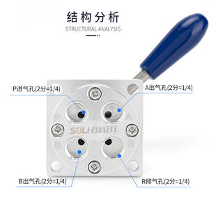 วาล์วควบคุมแบบแมนนวล K34R6-8 วาล์วโซลินอยด์สี่ทางสามตำแหน่ง แบบติดตั้งด้านล่าง พร้อมสวิตช์ลมสำหรับควบคุมแก๊ส - Product Image 4