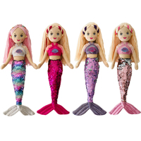 Poupée sirène miniature en peluche douce à grands yeux, style fantaisie, avec couronne et queue de sirène, jouet en peluche pour filles, cadeau