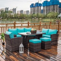 Hochwertige Großhandel Rattan Sofa Sets Aluminium Patio Wicker Möbel für Garten und Hof Anlässe
