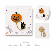 Broche en émail souple Halloween Jack O' Lantern, chat noir, chaîne dorée, citrouille, vente en gros, badge en métal personnalisé
