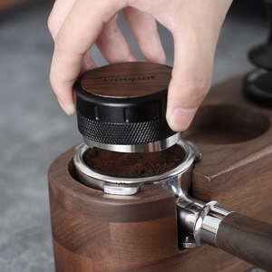 Wooden Coffee Tamper Holder Flat Minimalist Design Non Slip Handle Base For Espresso Making - Product Image 3
