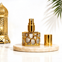 Flacon en verre pour huiles essentielles avec couvercle métallique finition plaqué or, design personnalisable – Emballage vide renforcé pour parfums et aromathérapie