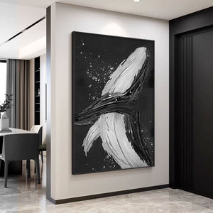 Cuadro Decorativo Moderno <span class=keywords><strong>de</strong></span> Alta Gama con Marco Negro, Blanco y Gris, Estilo Romano, con Diseño <span class=keywords><strong>de</strong></span> Ballena, <span class=keywords><strong>para</strong></span> Sala <span class=keywords><strong>de</strong></span> Estar o Entrada - Product Image 2