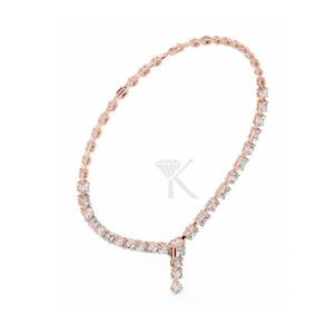 สร้อยคอเทนนิสเพชรแท้สลับกันอย่างหรูหรา พร้อมจี้รูปหยดน้ำประดับมรกตชุบเงิน ดีไซน์โดดเด่นสำหรับเจ้าสาว - Product Image 6