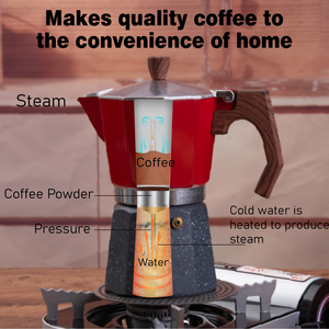 <span class=keywords><strong>Caffettiera</strong></span> Moka Rossa in Alluminio con Manico in Legno, per Espresso da Fornello, con <span class=keywords><strong>Valvola</strong></span> di Sicurezza per il Rilascio della Pressione - Product Image 4
