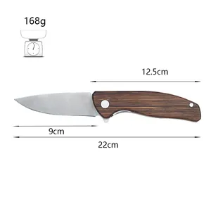 Couteau pliant d'extérieur OEM de haute qualité, manche en bois, couteau utilitaire EDC