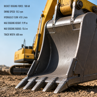 Excavatrice sur chenilles hydraulique d'occasion pour la remise en état des zones côtières avec télécommande industrielle sans fil, qualité supérieure, en stock et prête à l'emploi