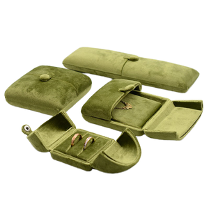 Fashion Green Square Simple Double-Door Printed Velvet Ring Earrings Pendant Bracelet Storage <strong>Jewelry</strong> <strong>Box</strong> for Women - Product Image 3