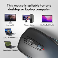 Mouse Nirkabel USB 2.4G Isi Ulang, 3 DPI Dapat Disesuaikan, Mouse Optik USB dengan Lampu RGB untuk PC, Laptop