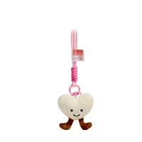 Porte-clés cœur en peluche mignon avec pattes, breloque de sac cœur en peluche avec visage souriant, porte-clés tressé esthétique Kawaii