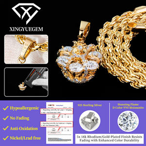 Collier personnalisé de luxe pour homme, chaîne en argent 925 style hip-hop avec pendentif couronne VVS sertie de diamants Moissanite - Product Image 2