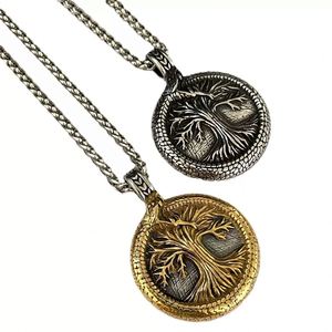 Collier pendentif en acier titane pour homme, style vintage, arbre de vie viking, charme Ouroboros, bijoux de mythologie nordique - Product Image 4