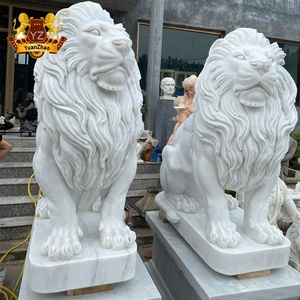 Estatua de León de Granito para Decoración de Jardín, Estatua de León de Mármol Blanco de Tamaño Real para Exteriores, Escultura de León con <span class=keywords><strong>Boca</strong></span> Abierta <span class=keywords><strong>en</strong></span> Venta - Product Image 6