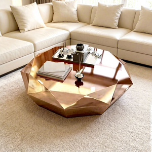Table basse <span class=keywords><strong>de</strong></span> luxe en acier inoxydable <span class=keywords><strong>or</strong></span> rose, design moderne en forme <span class=keywords><strong>de</strong></span> diamant, facile à nettoyer, pour salon, villa, <span class=keywords><strong>maison</strong></span> - Product Image 3