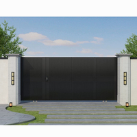 Entrée industrielle moderne simple Portes avant principales en métal Conception de maison Allée extérieure Porte coulissante automatique en aluminium pour