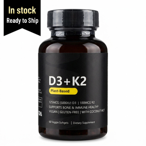 Integratore Vegano D3 K2 a <span class=keywords><strong>Base</strong></span> Vegetale, Estratto MK-7 Menaquinone <span class=keywords><strong>Colecalciferolo</strong></span> 100mcg in Softgel per Adulti, OEM ODM Etichetta Privata, Spedizione Rapida - Product Image 1
