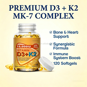 Complément de <span class=keywords><strong>Vitamine</strong></span> D3 K2 MK-7 Haute Puissance 5000 UI D3 & 100mcg K2 pour la Santé des Os et du Cœur 120 Gélules Molles Sans OGM - Product Image 6