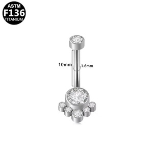 Anneau de nombril en zircone en forme de goutte, en alliage de titane G23, bijoux de piercing tendance pour femme, anneau ombilical pour soirée - Product Image 2