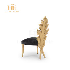 Silla de comedor de lujo francesa para el hogar, cafetería, Hotel, boda, tapicería de hoja dorada, silla de restaurante de terciopelo, diseño moderno sólido para <span class=keywords><strong>Villa</strong></span> - Product Image 3
