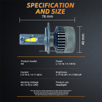 Ampoule de phare de voiture double LED Canbus sans erreur A150 H1/H4/H7/H11/9005 en aluminium 150W 15000LM puce 5080 haute puissance