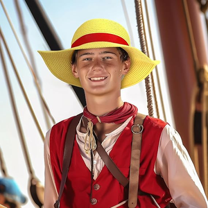 Accessoires de costume, décoration de fête, chapeau de pirate jaune en paille pour Halloween - Product Image 4