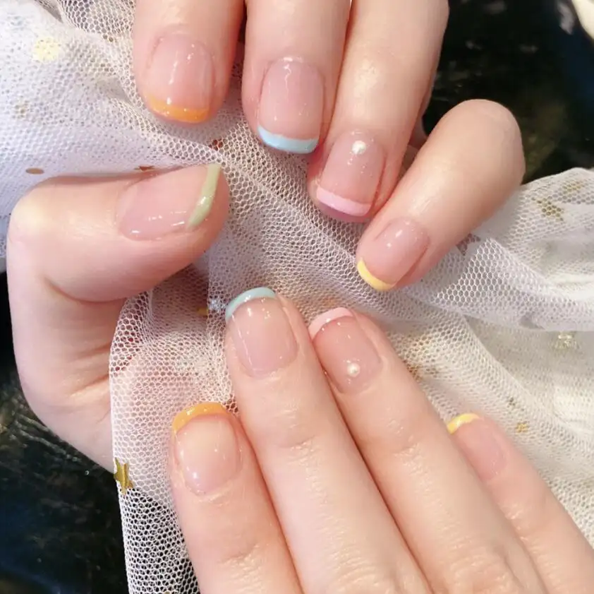 Espécies transparentes para unhas, 24 peças, verão, glam, fantasia, prensa francesa falsa, unhas artificiais