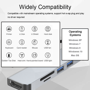 Supporto OEM 5 in 1 moltiplicare <span class=keywords><strong>HDMI</strong></span> SDTF USB 2.0 USB 3.0 Multi funtion USB C Hub tipo C per Macbook Laptop PC
