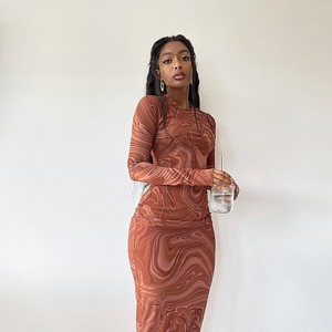 Abito <span class=keywords><strong>Lungo</strong></span> da Donna Estivo 2024 Slim Fit di Grande Successo a <span class=keywords><strong>Maniche</strong></span> <span class=keywords><strong>Lunghe</strong></span> Aderente Traspirante ed Ecologico in Tessuto - Product Image 6