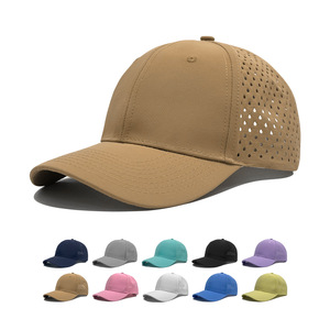 Foreign Trade Solid Color Golf Baseball Cap Waterproof Laser Perforated Mesh Polyester Rpet Embroidered Strapback Closure Men's