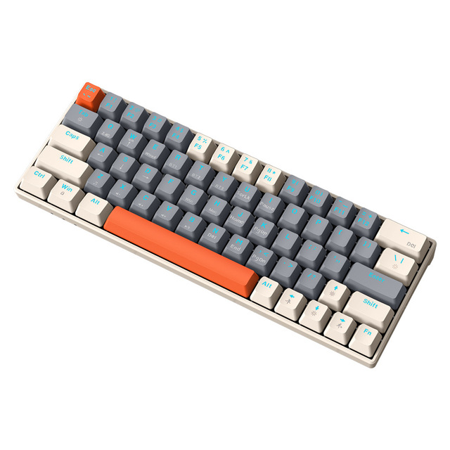 T-WOLF T30 Wireless for USB Mechanical Keyboard Triple-Mode RGB Backlit 63-Key Customizable Gaming Keypad for Desktop