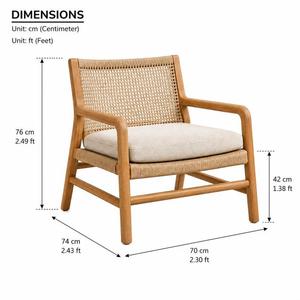 Fauteuil de salon extérieur pour terrasse, jardin, café, maison, en teck massif avec rotin, mobilier de qualité supérieure - Product Image 2