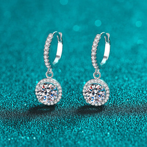 Orecchini Pendenti Rotondi Geometrici con Zirconi per Donne, Gioielli Eleganti e Delicati alla Moda - Product Image 3
