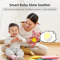 Machine à bruit blanc portable avec LED RGB, capteur de pleurs de bébé, 8 sons, rechargeable par USB, jouets en peluche, poussettes, aide au sommeil pour nouveau-nés en voyage