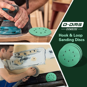 Q227 Pulido de automóviles 150 mm Gancho y bucle Película de poliéster Papel de lija verde Disco de lijado abrasivo - Product Image 1